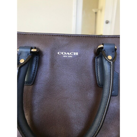 Coach two tone spectator mini tanner legacy crossbody satchel in navy brown - Picture 2 of 11